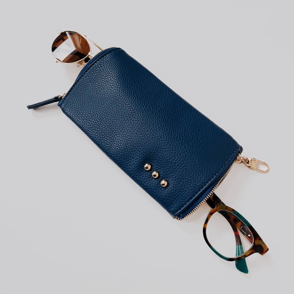 Skyla 2-in-1 Glasses Case Holder: Navy
