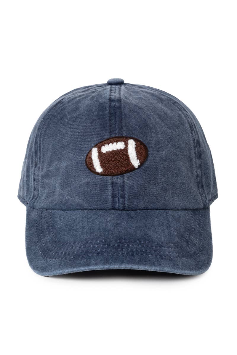 GAME DAY Chenille Football Patch Washed baseball cap: Khaki