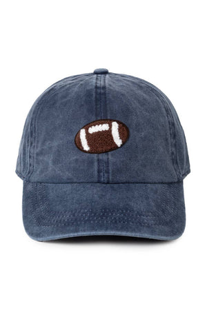 GAME DAY Chenille Football Patch Washed baseball cap: Khaki