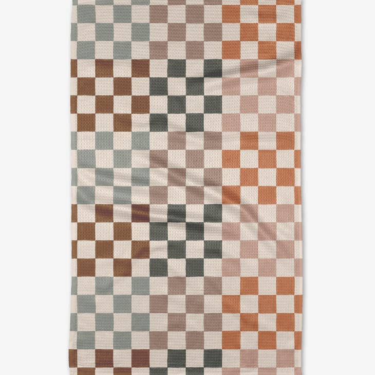 Geometry - Autumn Checkers Tea Towel