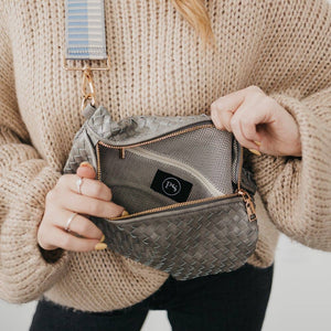 Woven Bum Bag Metallic Gunmetal