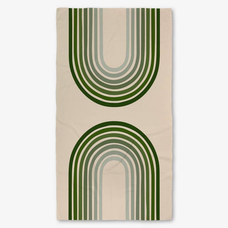 Geometry - Olive Arches Luxe Bath Towel