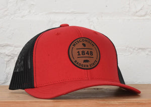 Wisconsin 1848 Snapback Hat: Caramel- Yupoong 6606