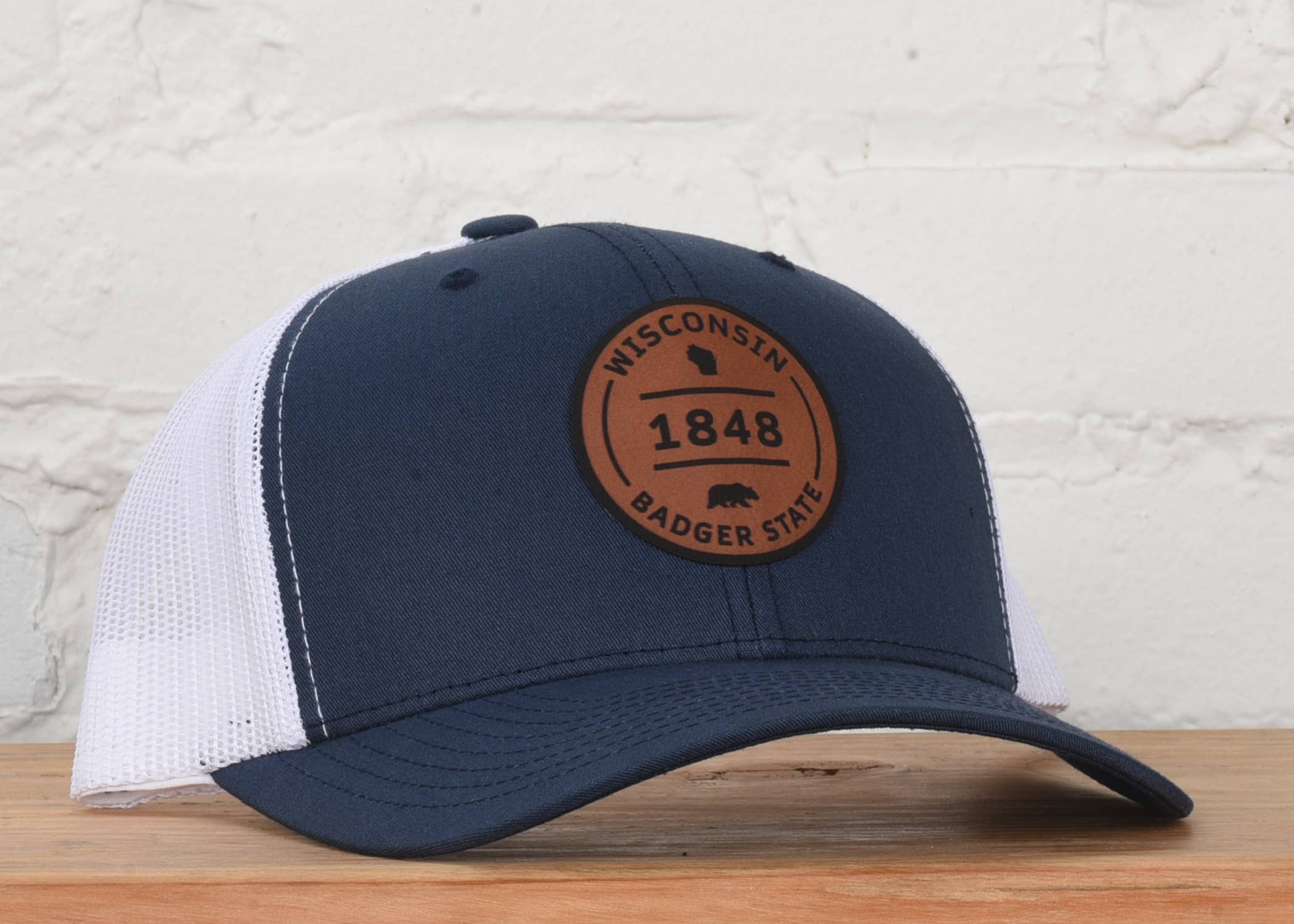 Wisconsin 1848 Snapback Hat: Caramel- Yupoong 6606