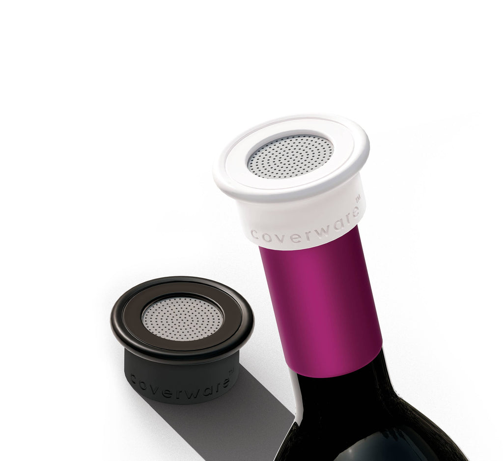 Drink Tops™ VENTILATED Bottle Covers - 2 PK: Black/White