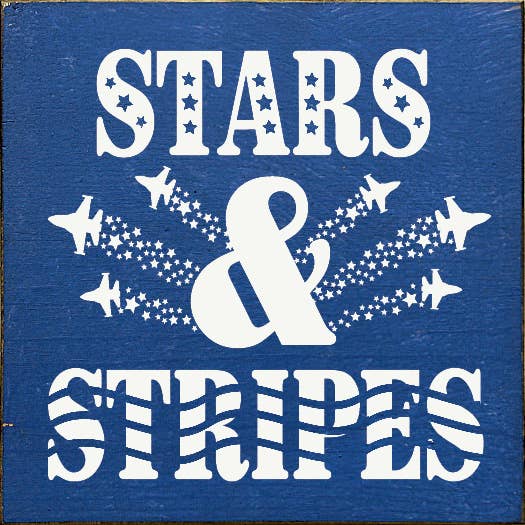 Stars & Stripes (Military Jet) Wood Sign: Old Blue