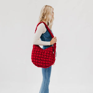 Carmen Quilted Hobo Tote Bag: Tan