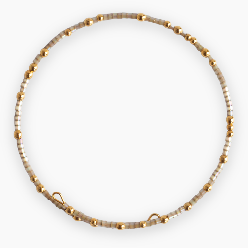 Confetti Beaded Bangle-Smoky Quartz, Stacking Bracelets