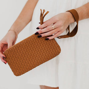 Emma Woven Clutch Wristlet: Cream