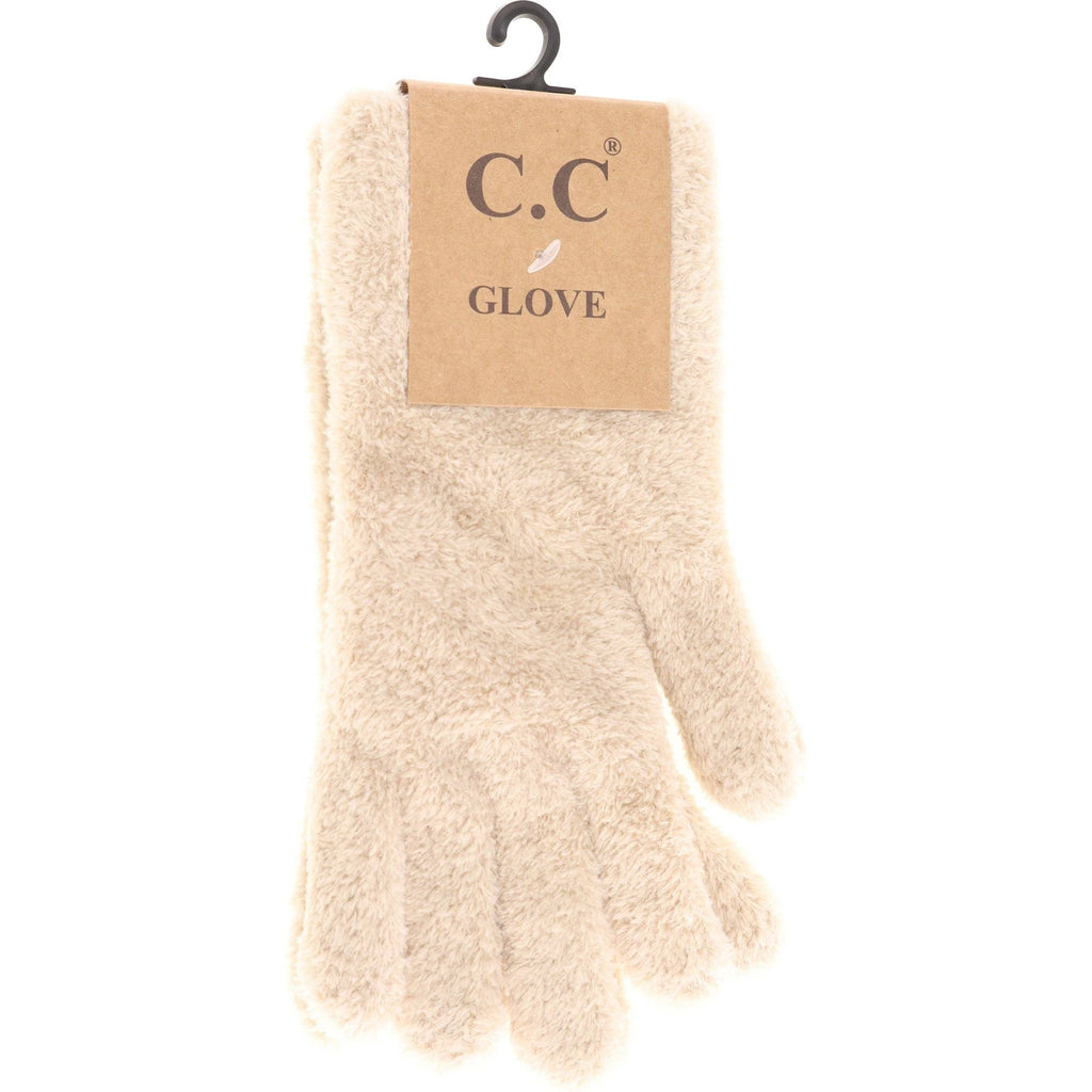 Plush Terry Chenille Women's C.C Gloves-GLC0038: Beige