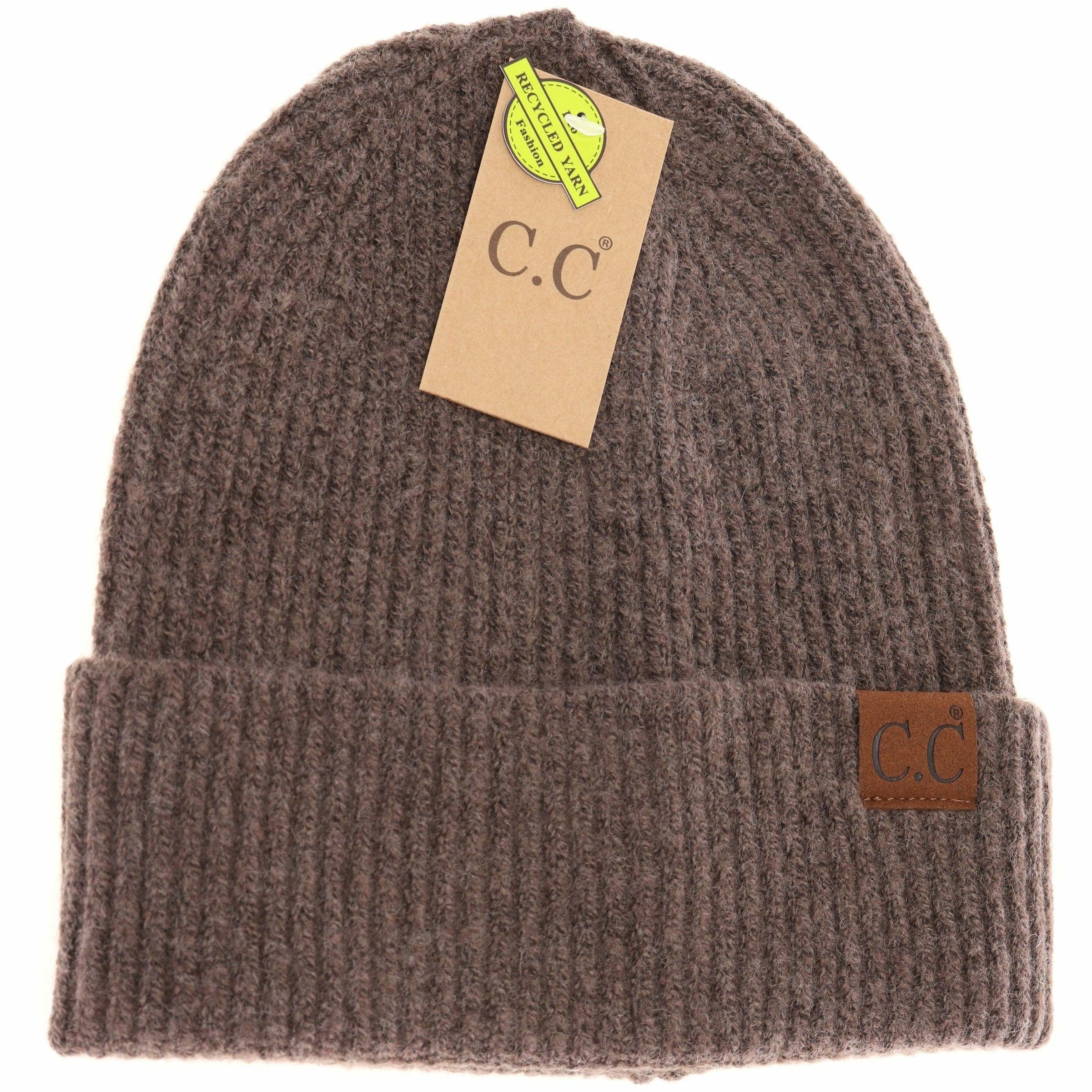 Unisex Soft Ribbed Cuff C.C Beanie HAT2075: Black