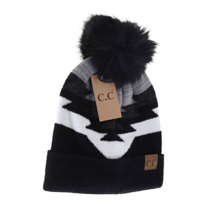 Aztec Natural Faux Fur Pom C.C Beanie YJ1000: Ivory