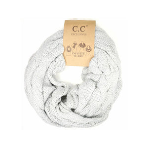 Metallic Cable Knit CC Infinity Scarf SF800MET: Metallic Red