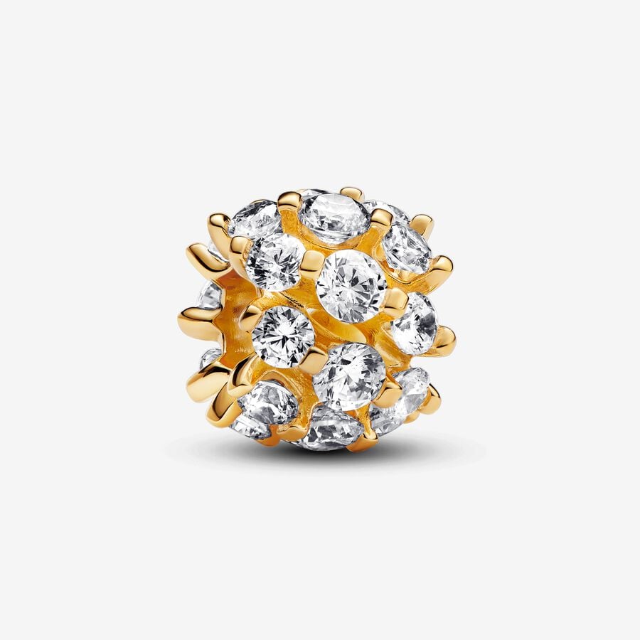 14k Gold-plated Sparkling Round Charm - Pandora - 763234C01