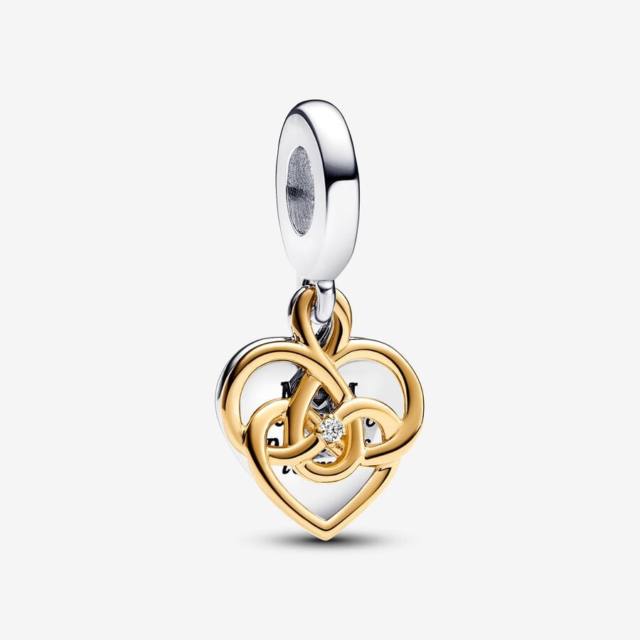 Lab-grown Diamond Engravable Mom Double Dangle Charm - Pandora - 763237C01