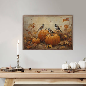 Sparrows On Pumpkins: 8 x 5 x 1.5