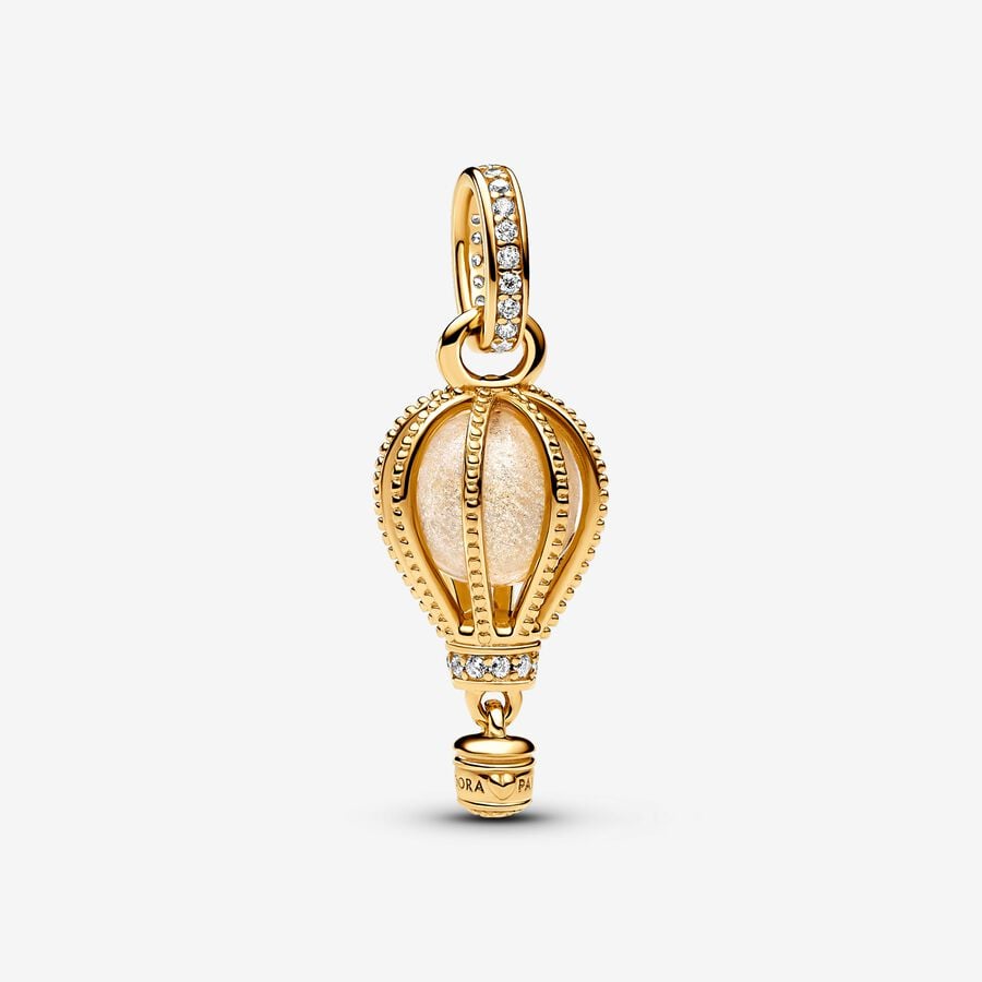 14k Gold-plated Sparkling Clear Hot Air Balloon Dangle Charm - Pandora - 769434C01