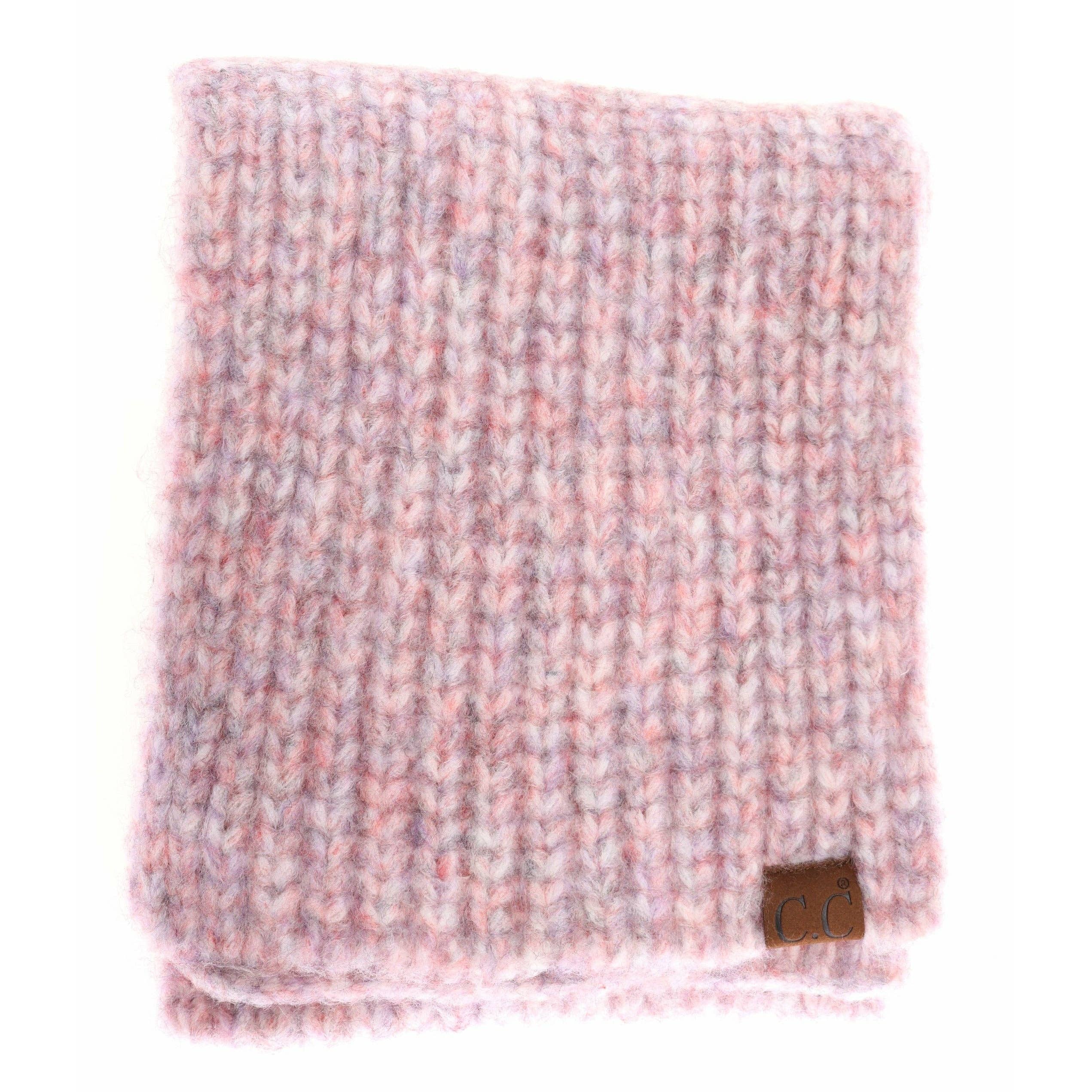 Soft Ribbed Oblong C.C Scarf SF2074: Melange Grey Multi