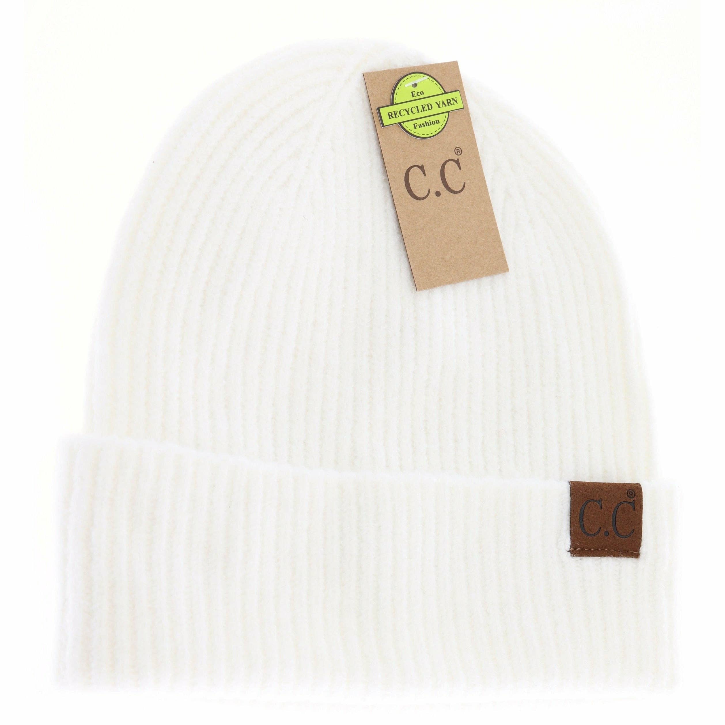 Unisex Soft Ribbed Cuff C.C Beanie HAT2075: Black