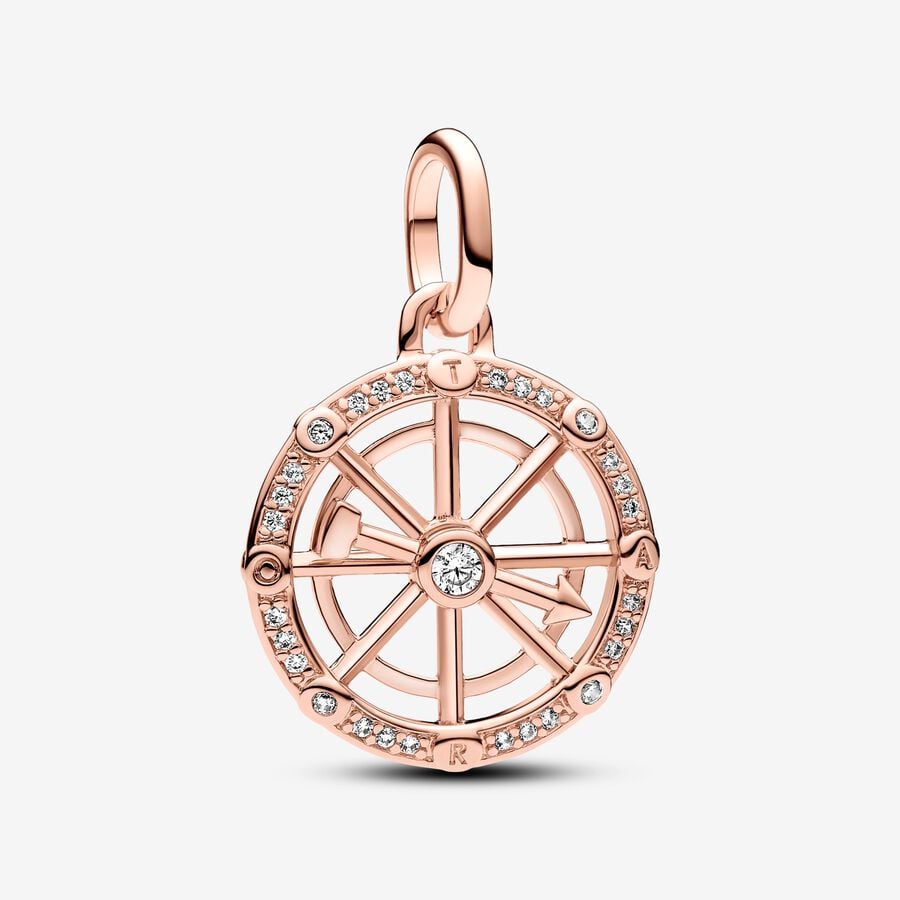 14k Rose Gold-plated Wheel of Fortune Medallion Charm - Pandora Me - 783063C01