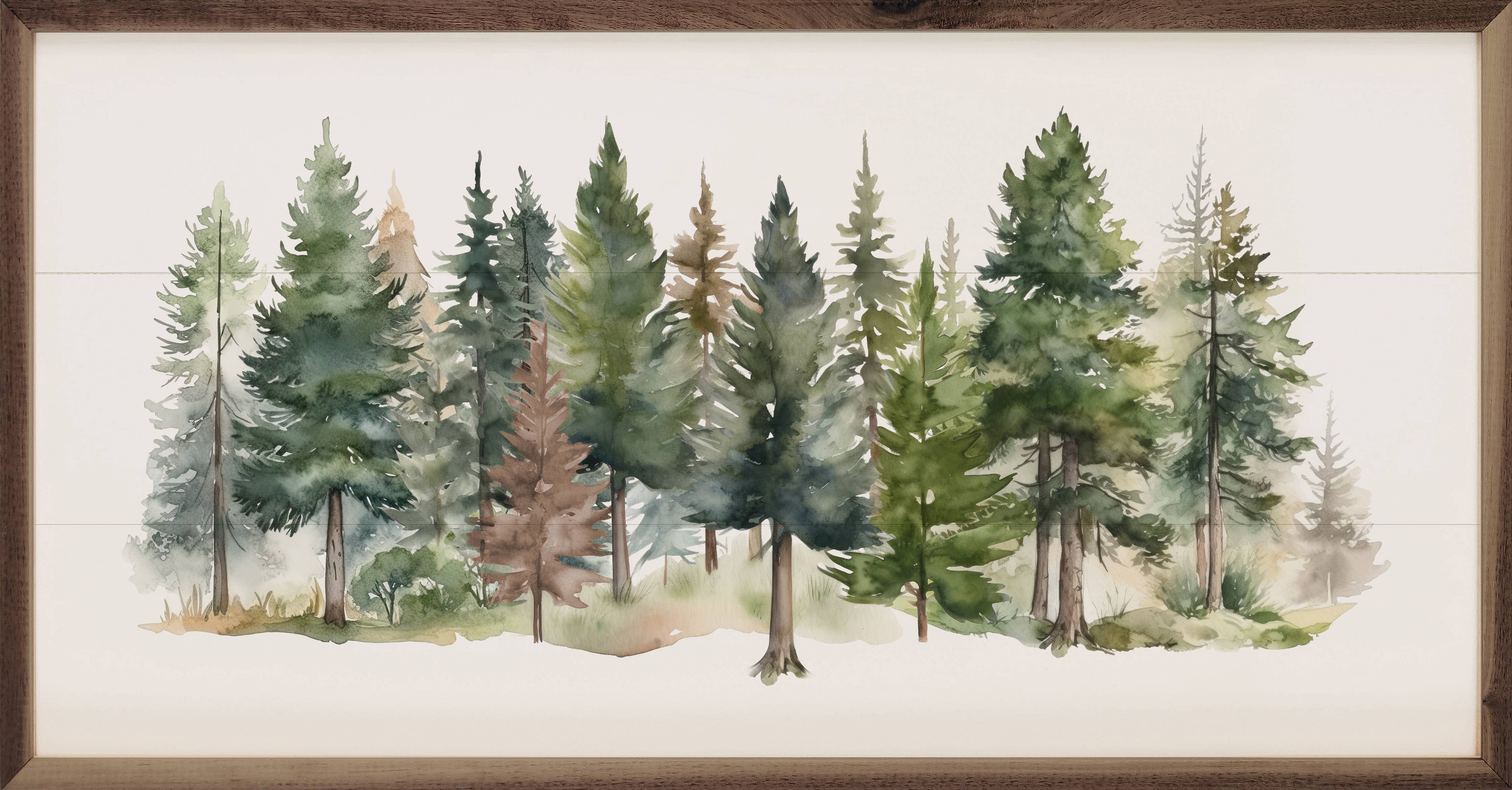 Watercolor Pines Forest II: 16 x 8 x 1.5