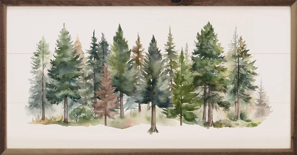 Watercolor Pines Forest II: 16 x 8 x 1.5