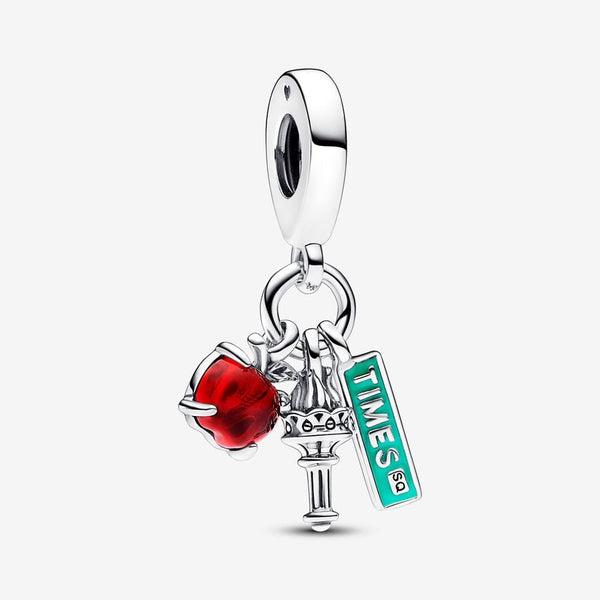 NYC Apple, Torch and Street Sign Triple Dangle Charm - Pandora - 792718C01