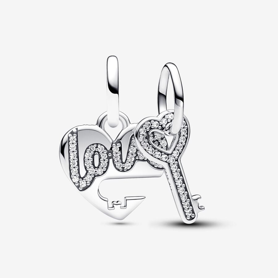 Splittable Heart & Key Dangle Charm - Pandora - 793081C01