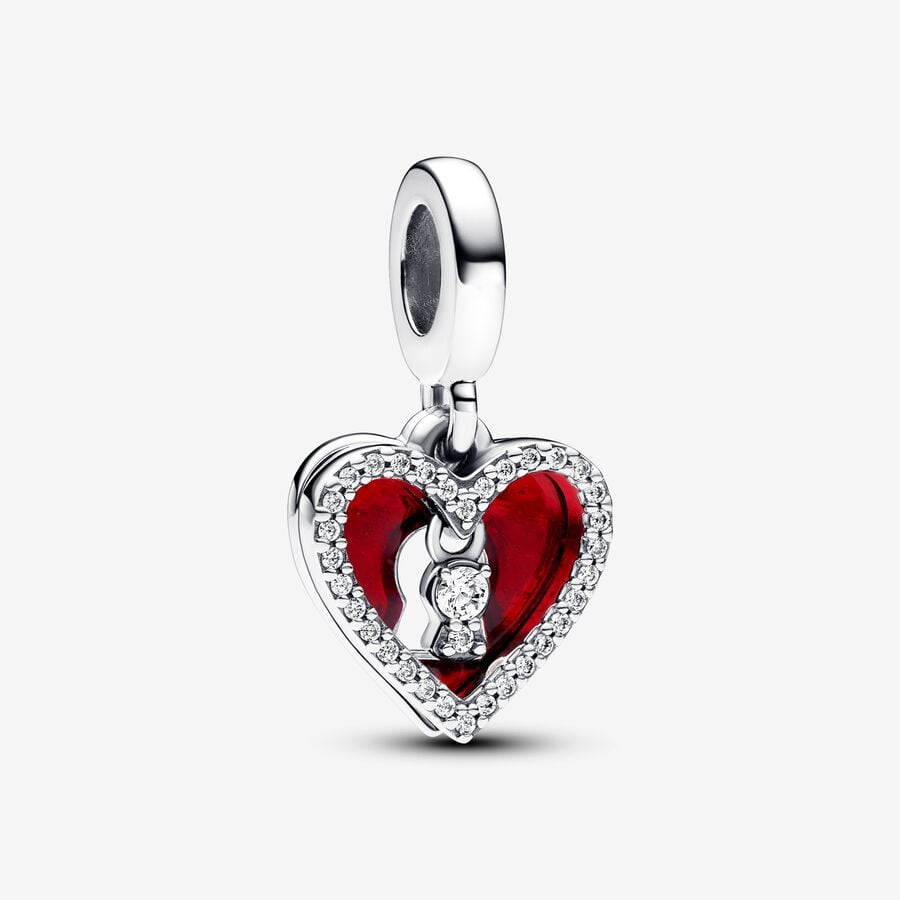 Red Heart & Keyhole Double Dangle Charm - Pandora - 793119C01