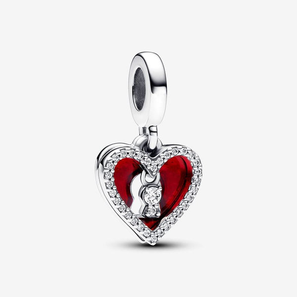 Red Heart & Keyhole Double Dangle Charm - Pandora