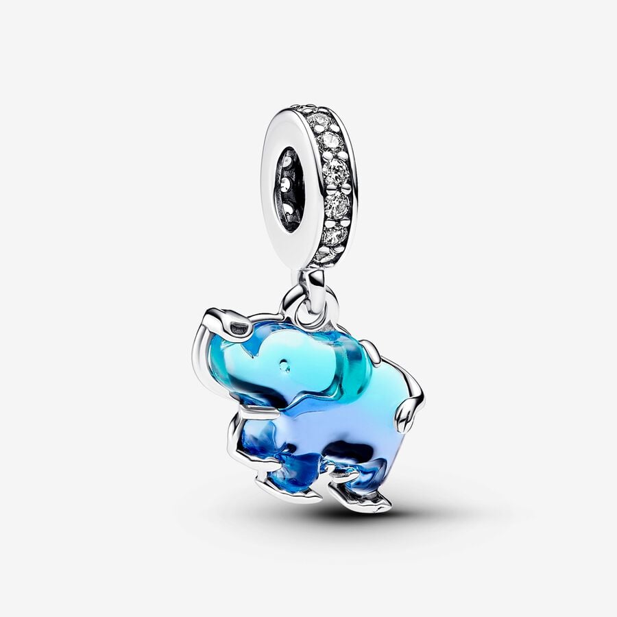 Blue Murano Glass Elephant Dangle Charm - Pandora - 793339C01