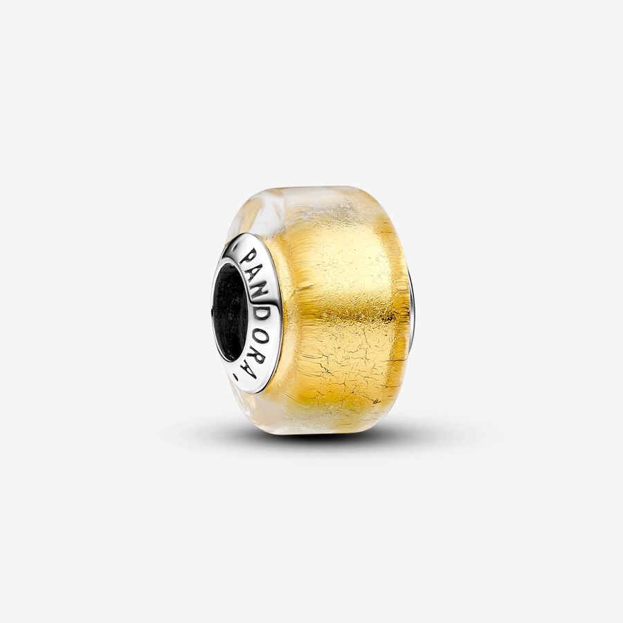 Golden Mini Murano Glass Charm - Pandora - 793353C00