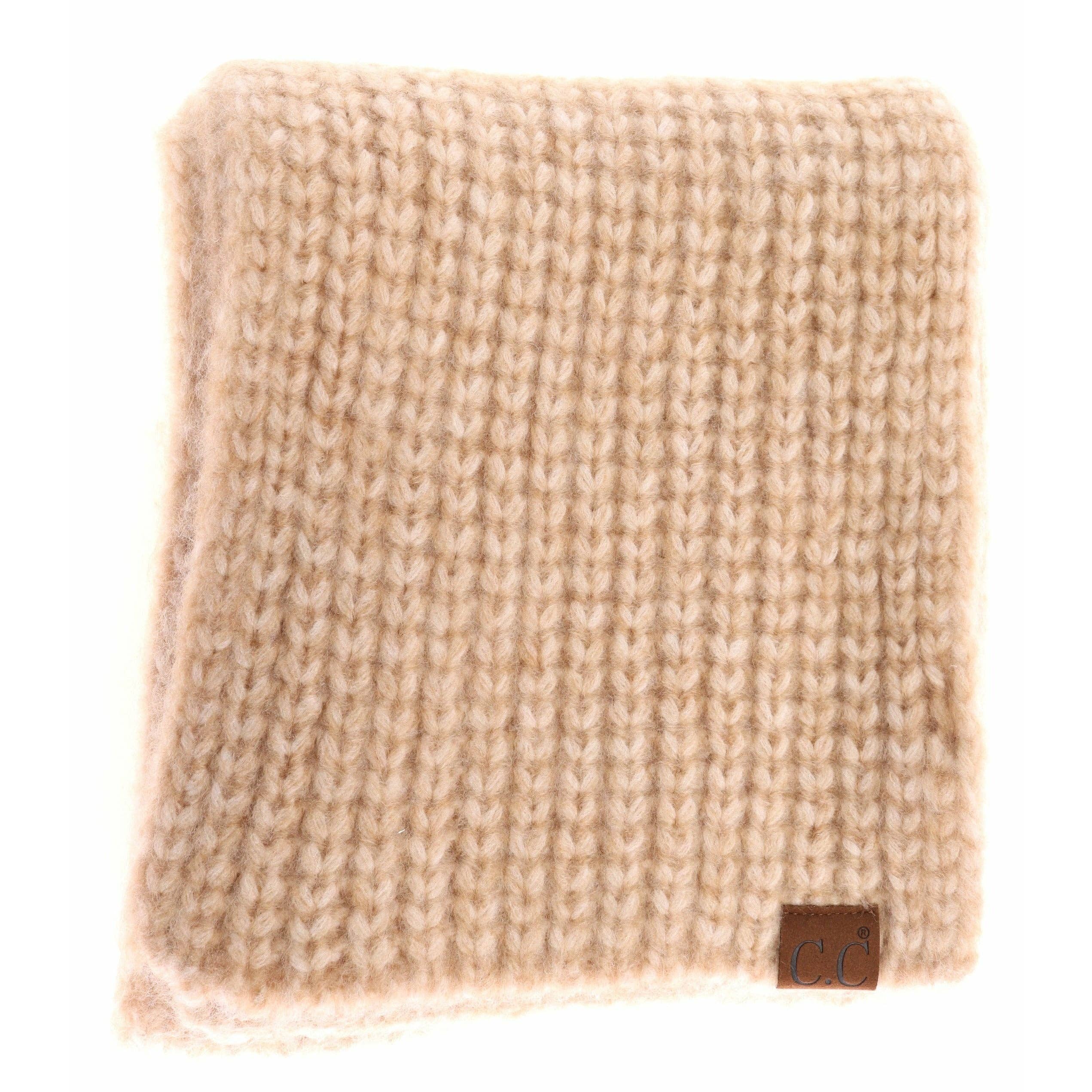 Soft Ribbed Oblong C.C Scarf SF2074: Dk. Grey Multi