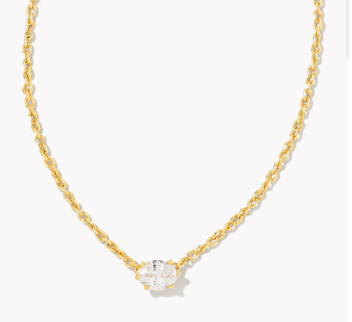 CAILIN CRYSTAL PENDANT NECKLACE - WHITE CZ
