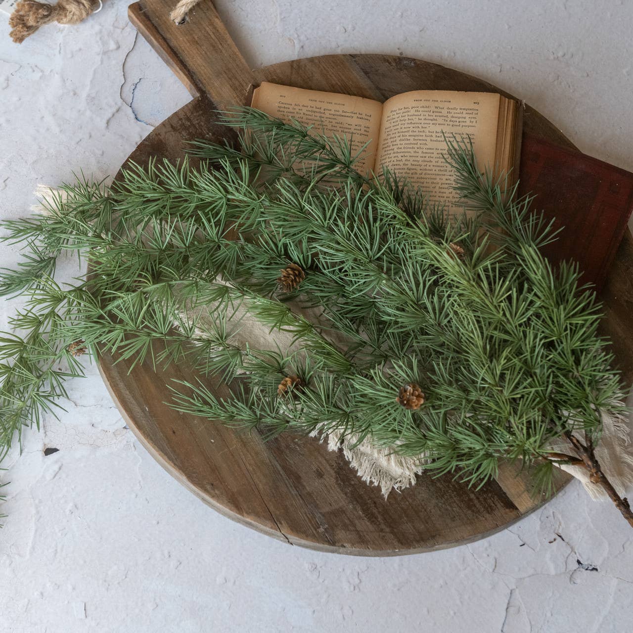 34" DARK GREEN PINE HANGING BUSH