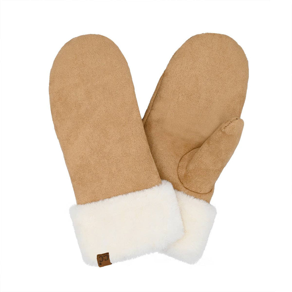 Suede C.C Mitten with Faux Fur Cuff MTE4491: Camel
