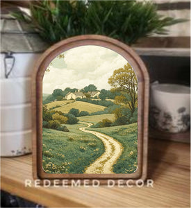 Arch Top Cottage Road Framed Art   : 6x8"