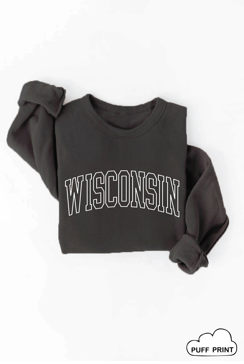 WISCONSIN PUFF PRINT BLACK Graphic Sweatshirt