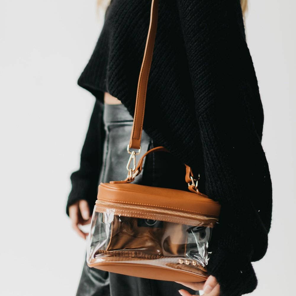 Carissa Clear Crossbody: Brown