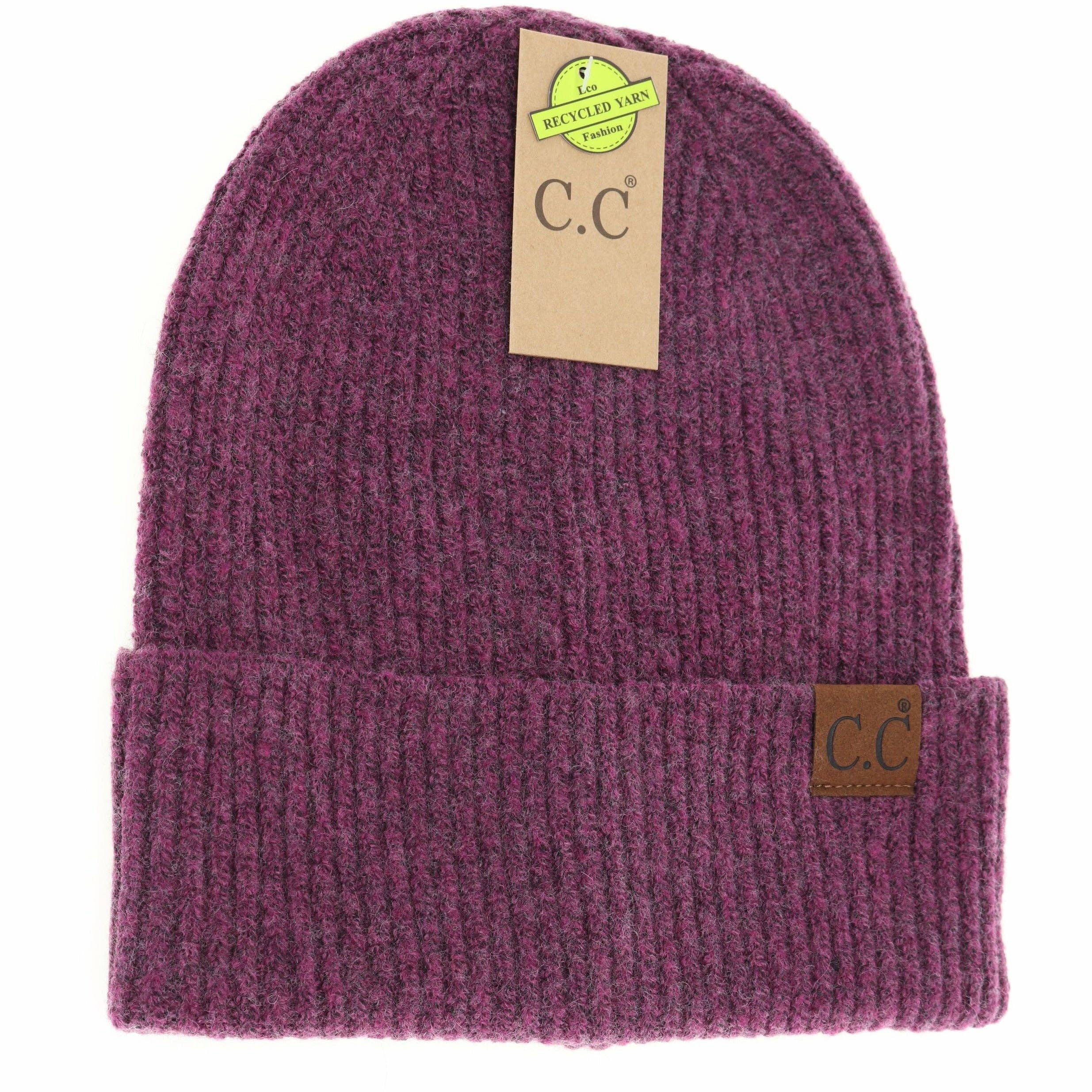 Unisex Soft Ribbed Cuff C.C Beanie HAT2075: Black