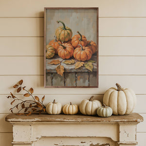 Small Pumpkin With Beech Branch: 5x8