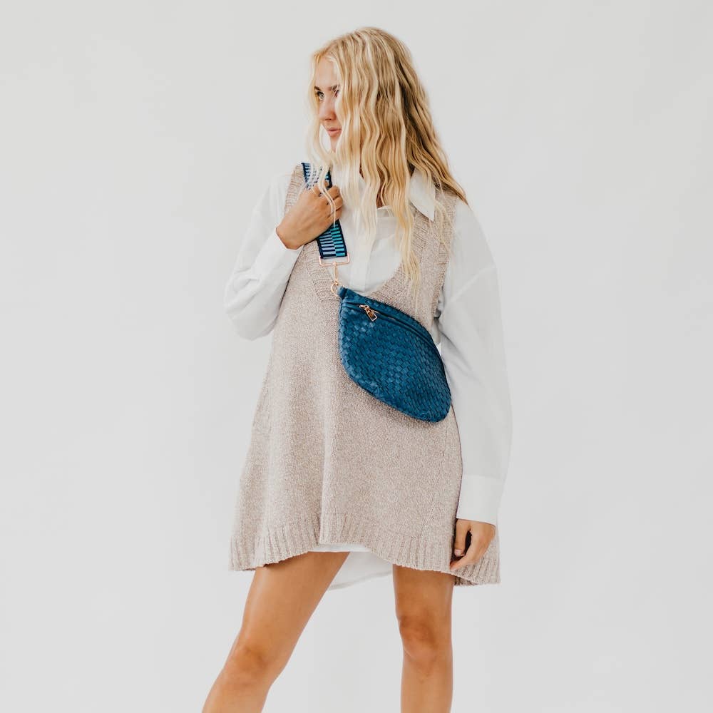 Westlyn Woven Bum Bag *NEW COLORS ADDED*: Woven Checkered Navy