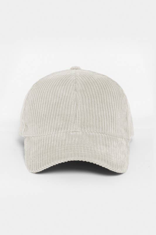 FWCAP114 - Solid Corduroy Fall Winter Baseball Hat: Off-White