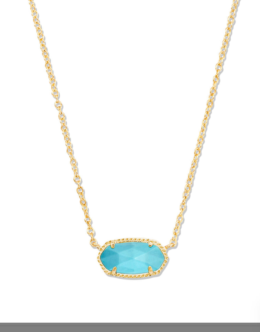 ELISA SHORT PENDANT NECKLACE IN GOLD TONE WITH  GOLD TURQUOISE MAGNESITE- KENDRA SCOTT -