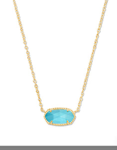 ELISA SHORT PENDANT NECKLACE IN GOLD TONE WITH  GOLD TURQUOISE MAGNESITE- KENDRA SCOTT -