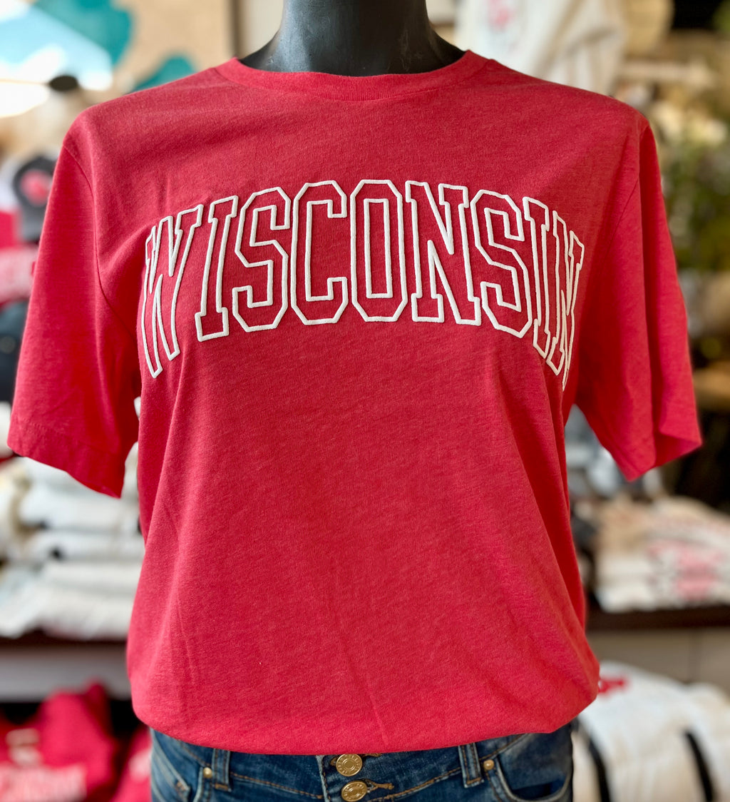 WISCONSIN PUFF PRINT Graphic T-shirt: Red