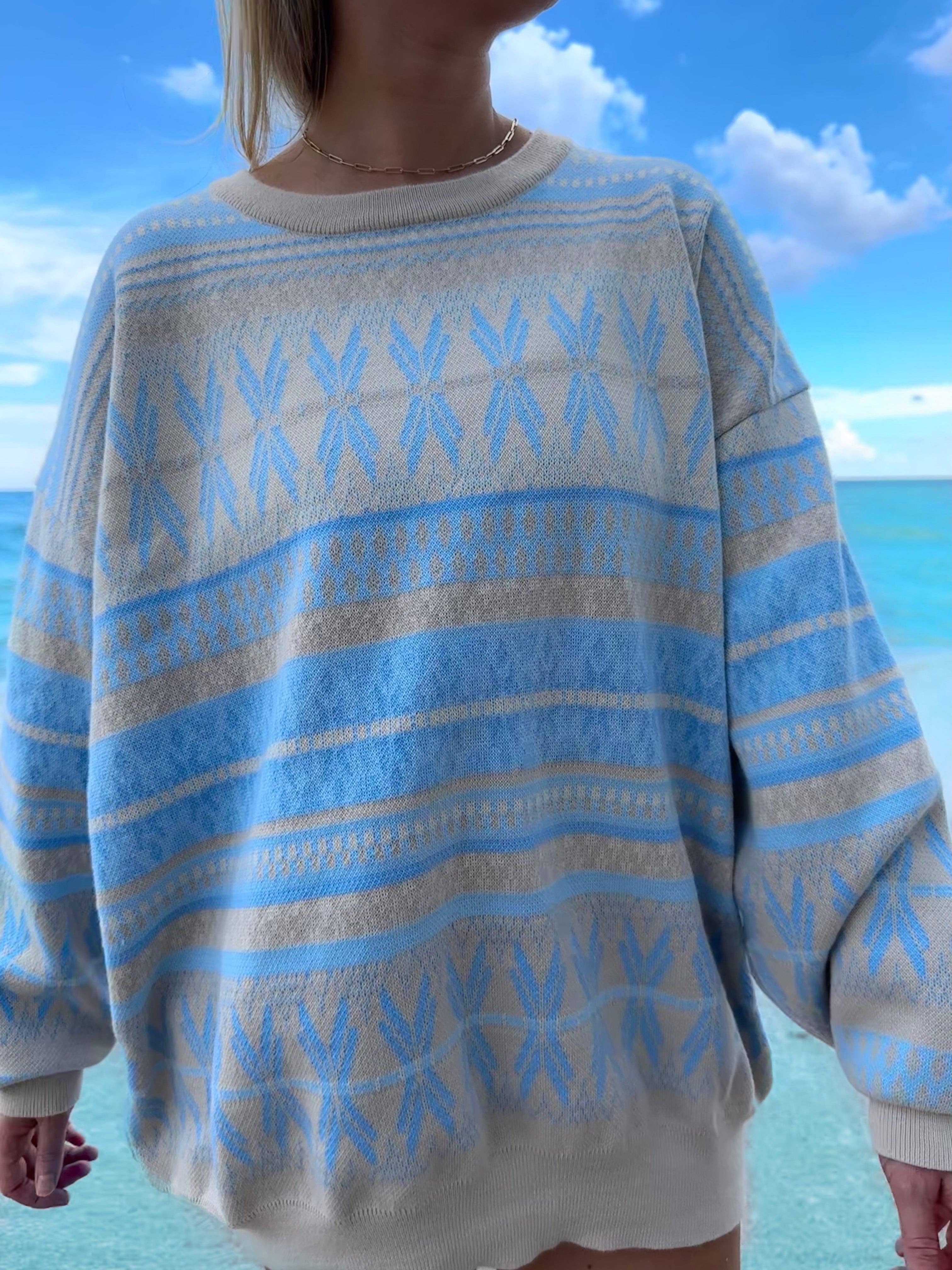 Aspen Ski Winter Sweater: Blue Snowflake / M/L