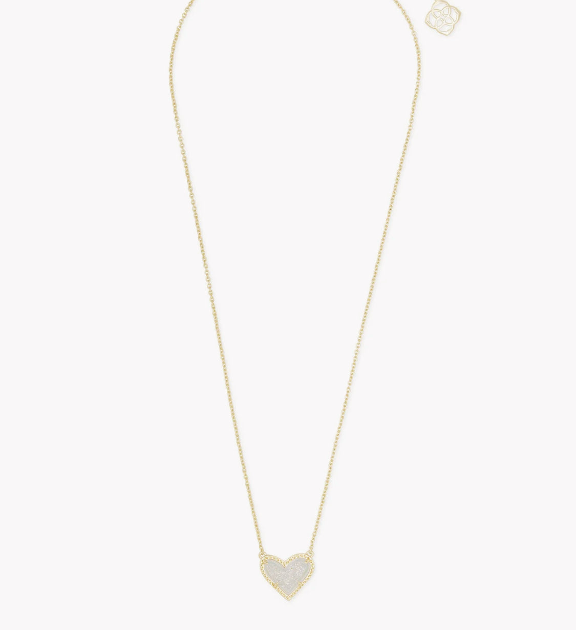 ARI HEART SHIRT PENDANT NECKLACE - IRIDESCENT DRUSY