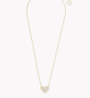 ARI HEART SHIRT PENDANT NECKLACE - IRIDESCENT DRUSY