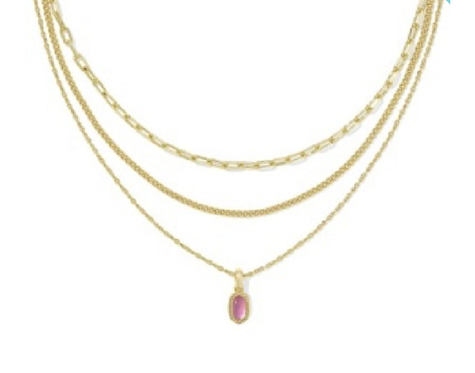 MINI ELISA TRIPLE STRAND NECKLACE  - AZALEA ILLUSION